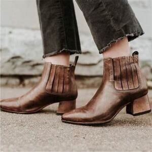 Freebird by Steven | FB Womens Dane Brown Leather Heeled Booties Boots Pull-On 7